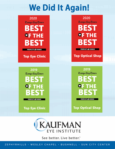 Voted Best Eye Clinic and Optical Shop 2020 by Tampa Bay Times